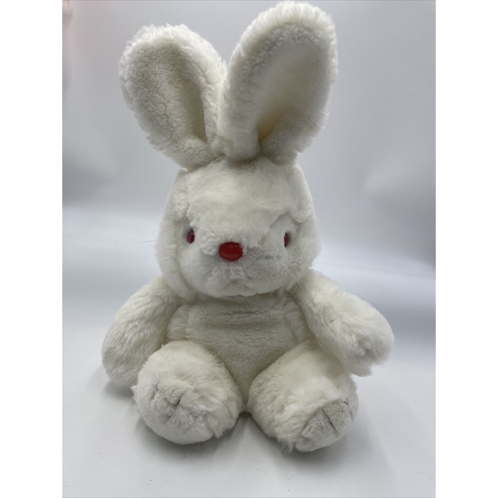 16" Yangjee WHITE BUNNY RABBIT PINK RED EYES NOSE  plush stuffed 21A